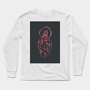 Jesus Christ Sacred Heart illustration Long Sleeve T-Shirt